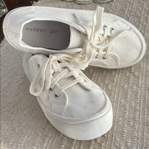 Madden Girl Cream Canvas Sneakers